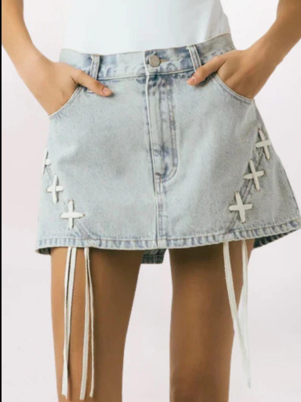 NWOT Blank NYC LACE UP DENIM MINI
SKIRT